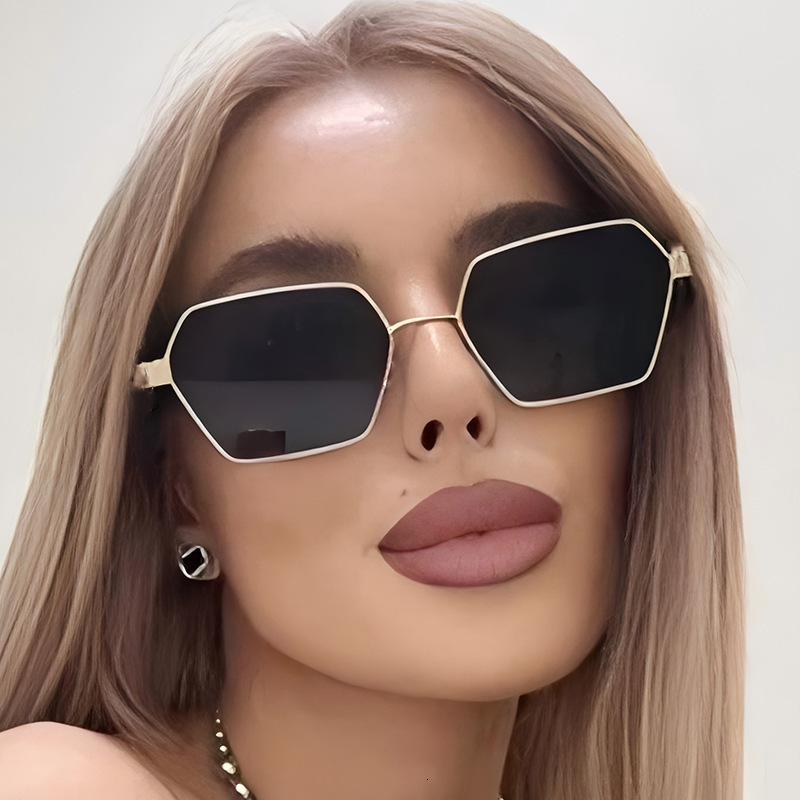 Designer's Luxury Eyewear: Men's Elegant Thin-edge Polygonal UV Protective Sunglasses, Women's Large-face Slimming Polarized Sunglasses