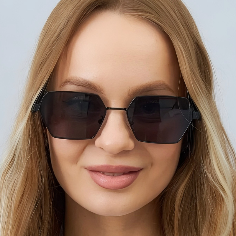 Designer's Luxury Eyewear: Men's Elegant Thin-edge Polygonal UV Protective Sunglasses, Women's Large-face Slimming Polarized Sunglasses