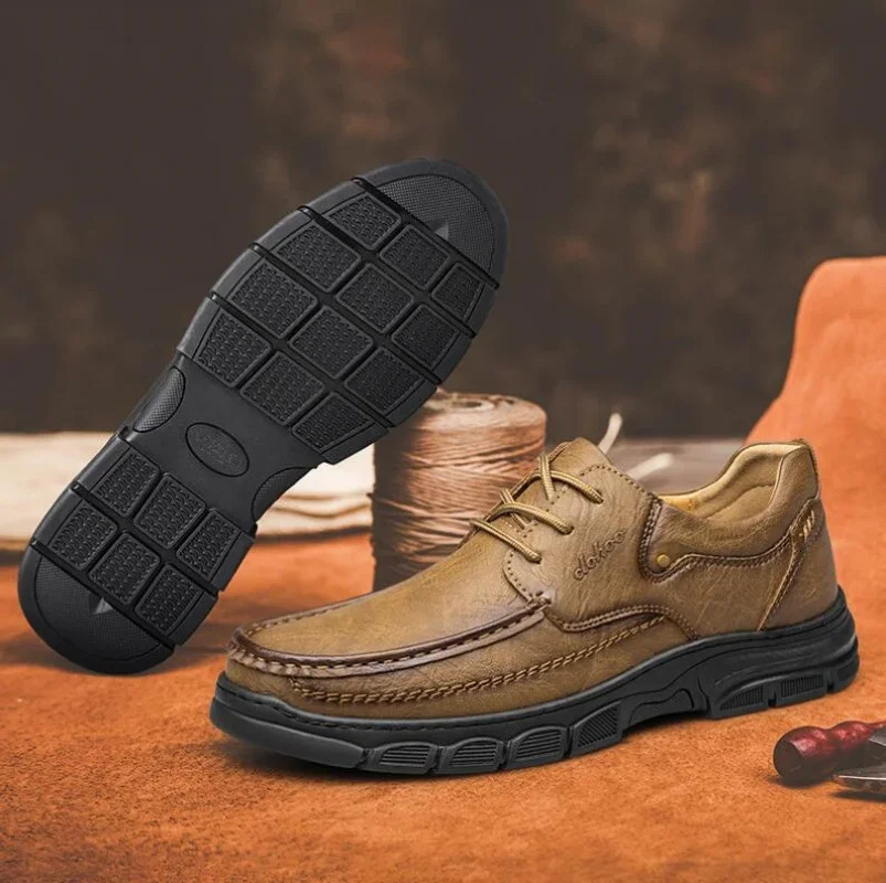Spring Autumn Handmade Shoes Breathable Casual Leather Shoes Mens Loafers Classic Hand Stitched Mens Shoes 250708