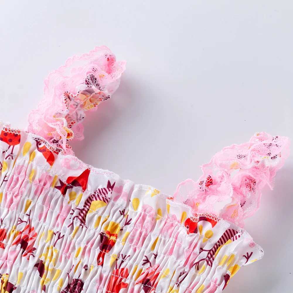 New Girls Summer Backless Romper Baby Lace-up Bloomer Jumpsuit Infant Easter Print Polyester Newborn Photography Props Z250712