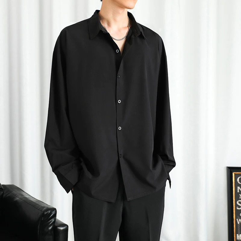 Shirt Men Solid Long sleeved Shirt For Men Korean Fashion Shirts Comfortable Blouses Casual Loose Classic Single Breasted Shirt 250707
