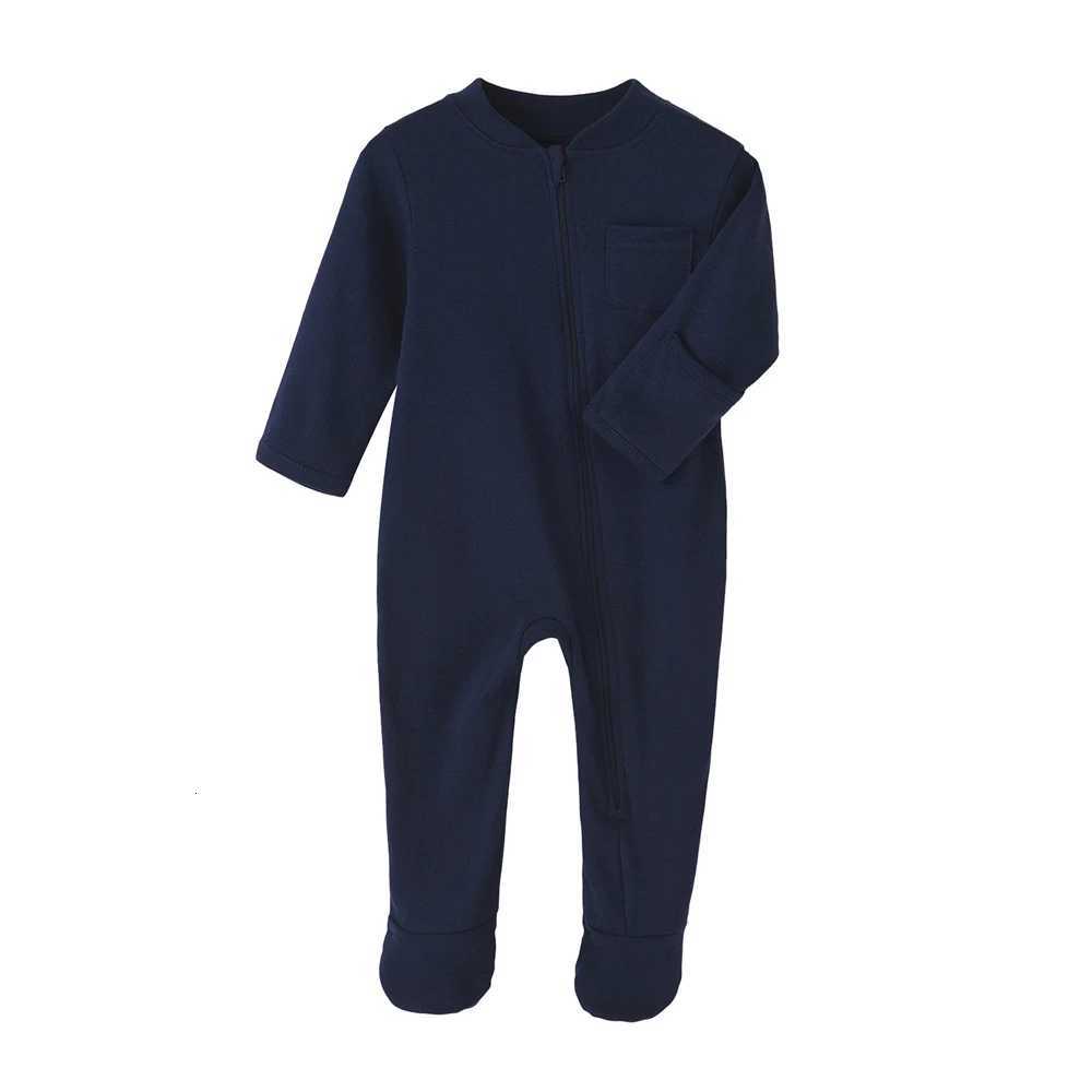 100% Cotton Newborn Baby Clothes Solid Color Jumpsuit Rompers Zipper Infant Boys Girls Spring Bottoming Shirt Footed Jumpsuits Z250712
