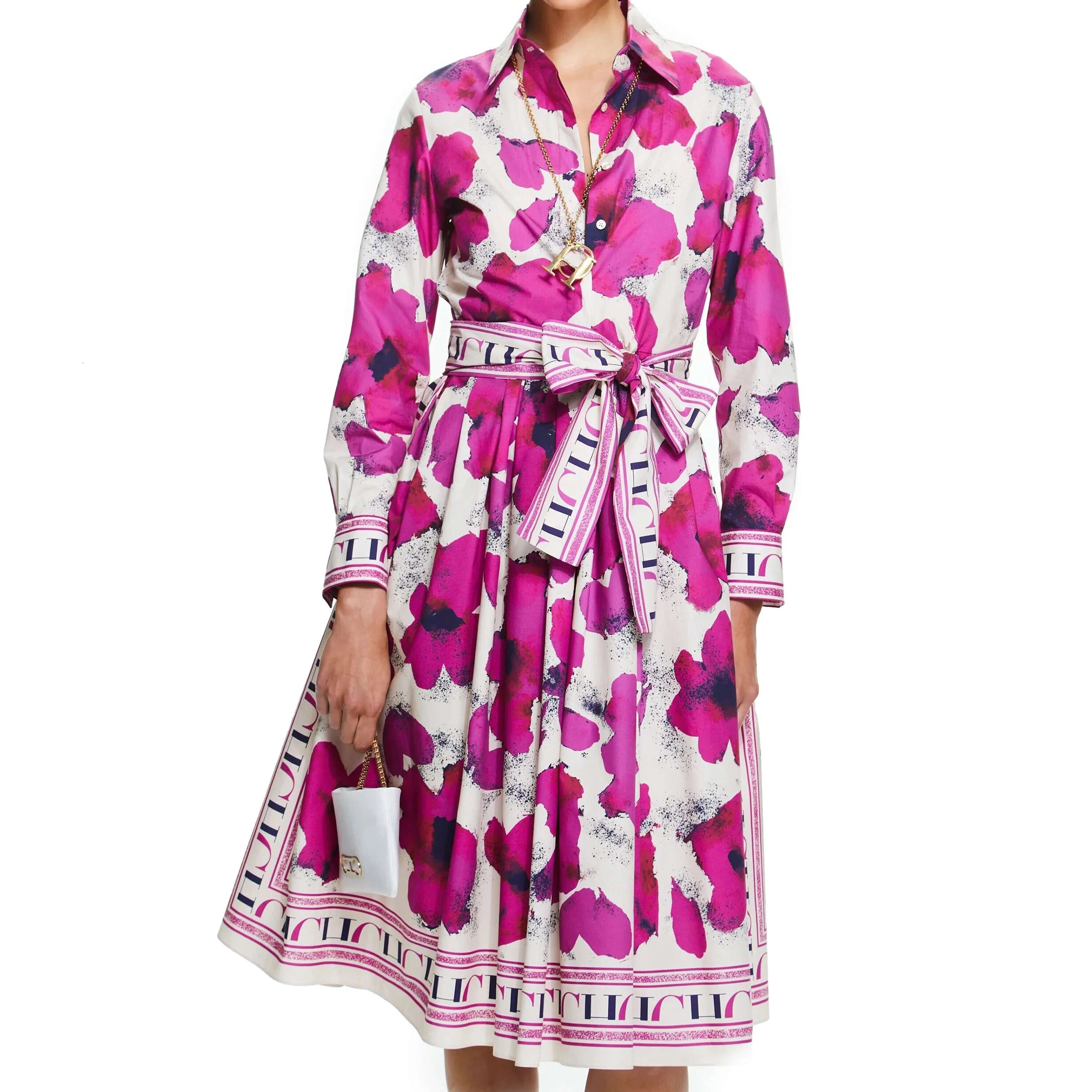 New Women Party Retro Shirt Dress Long Sleeved Belt Single Row Buckle Layered Skirt Hem Design Casual Dresses