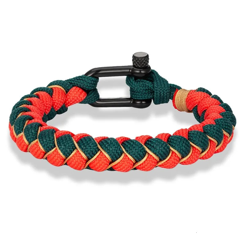 MKENDN Men U shape Survival Bracelet Outdoor Handwoven Reverse Scale Rope Bracelet For Women Black Stainless Steel Sport Buckle 250712