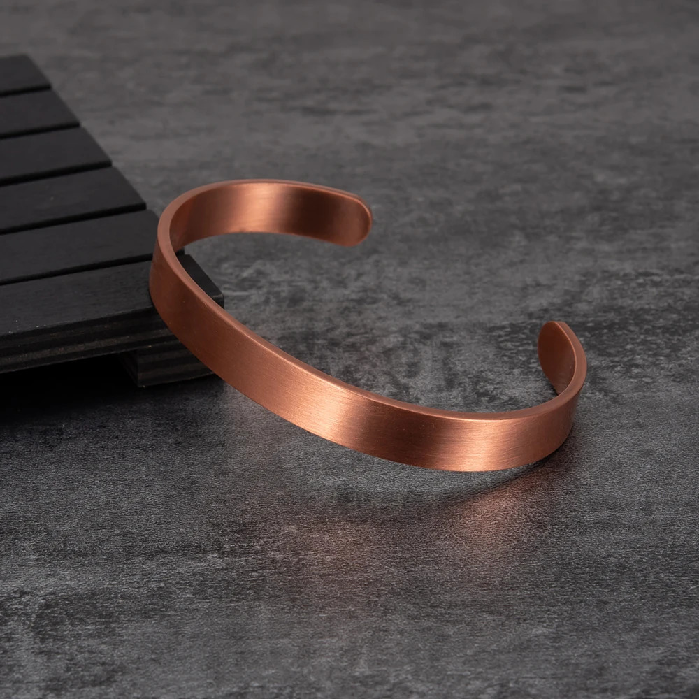 Vinterly Pure Copper Bracelets for Women Men Unisex 9.5mm Wide Adjustable Open Cuff Bangles Female Resizable Jewelry Metal Soft 250712