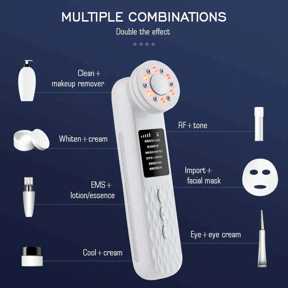 7 IN 1 Micro-Current LED Facial Ultrasonic Ice EMS Beauty Device Vibration Wrinkle Removal Hand-Held Massager