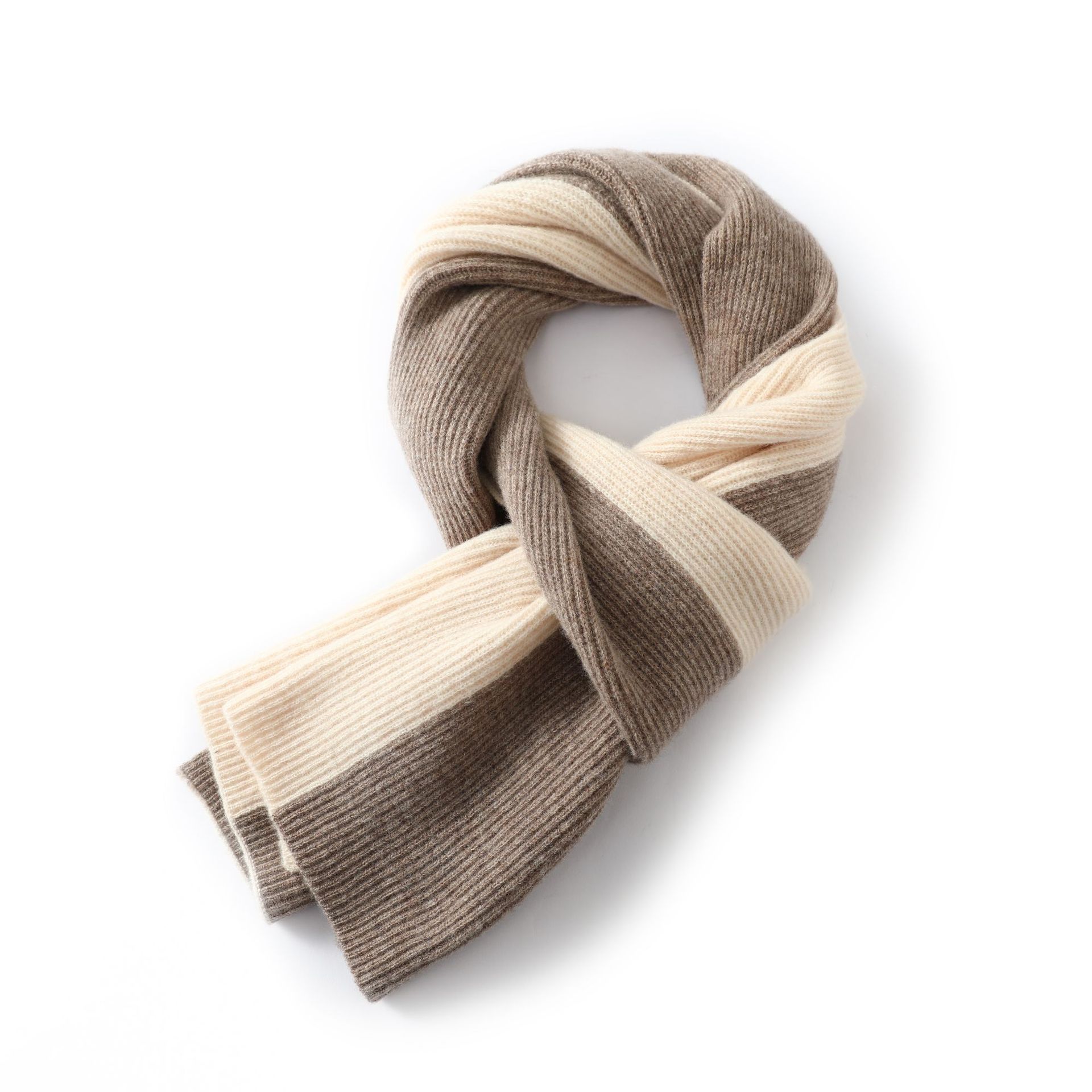 K1336 100% pure wool fashion color matching knitted scarf for men and women long wool neck scarf for winter warmth and versatile