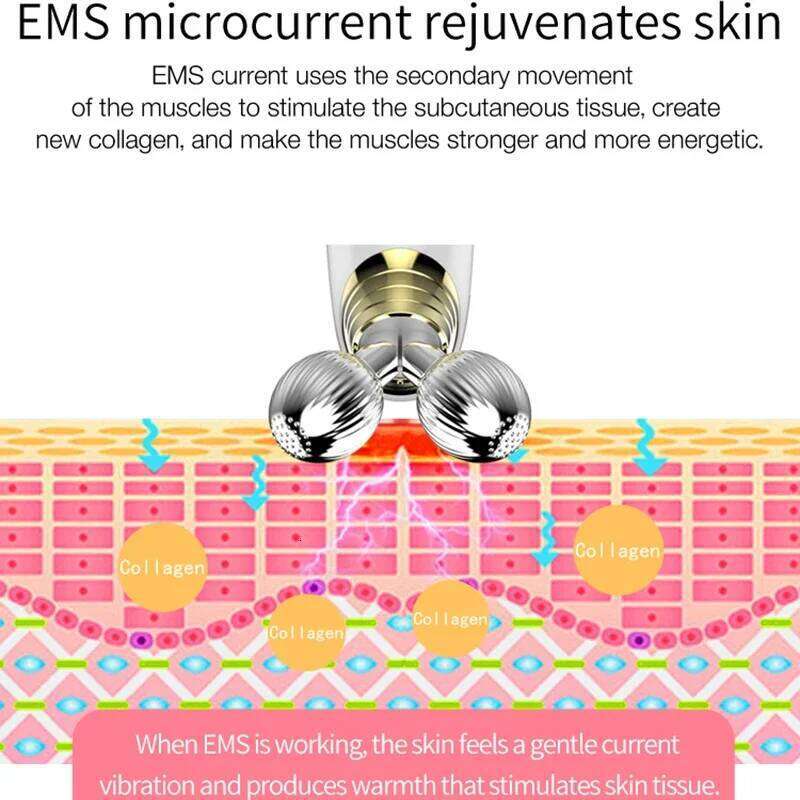 EMS 3D Roller Lifting Chin Reducer Microcurrent V Face Lift Hine Vibration Electric Facial Tighten Massager