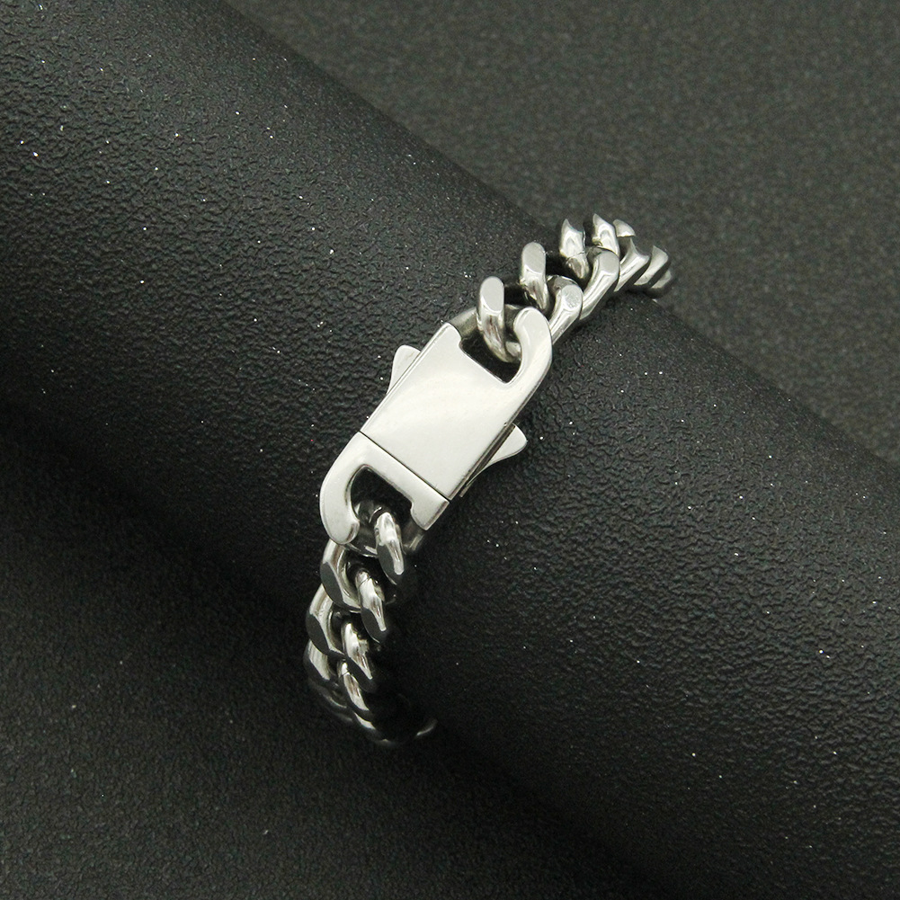 Luxury Jewelry Designer Jewelry European And American Hip-hop Punk Smooth Stainless Steel Spring Buckle Chain Trendy Men's Necklace Cool And Domi