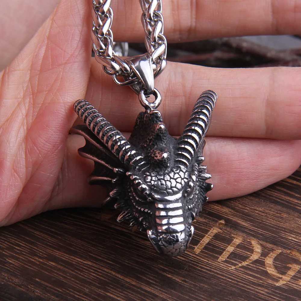 Dragon Pendant Necklaces Titanium Steel Jewelry Necklace Punk Men Accessories Dragon Pendant Jewelry W250712