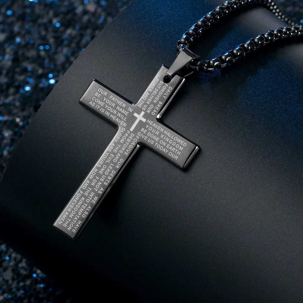HNSP Cross Chain Necklace Stainss Steel Pendant For Men Catholic Religious Jewelry Accories W250712