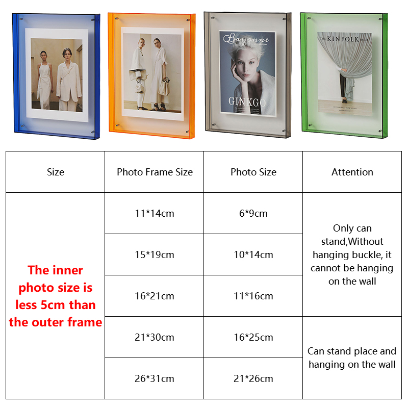 Acrylic Photo Box Transparent Photocard Holder Interior Frame Picture Display Stand Office Home Desktop Wall Decoration H260306