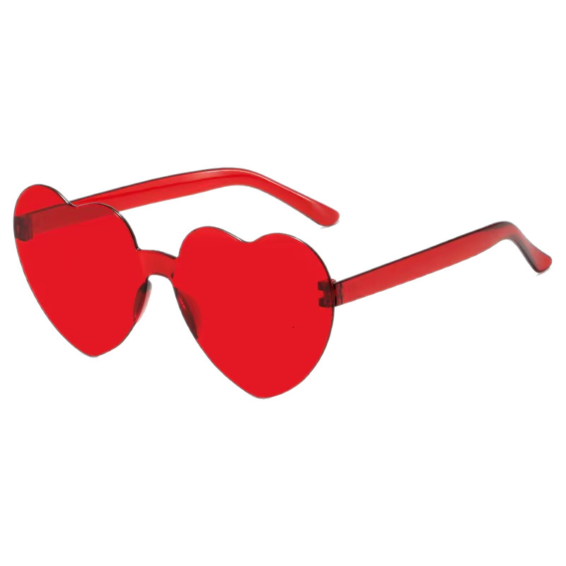 Designer Luxury Glasses, Ladies' Heart-shaped Sunglasses, Heart-shaped Glasses, Trendy Frameless One-piece Ocean Lenses, Dazzling Colorful Sungla