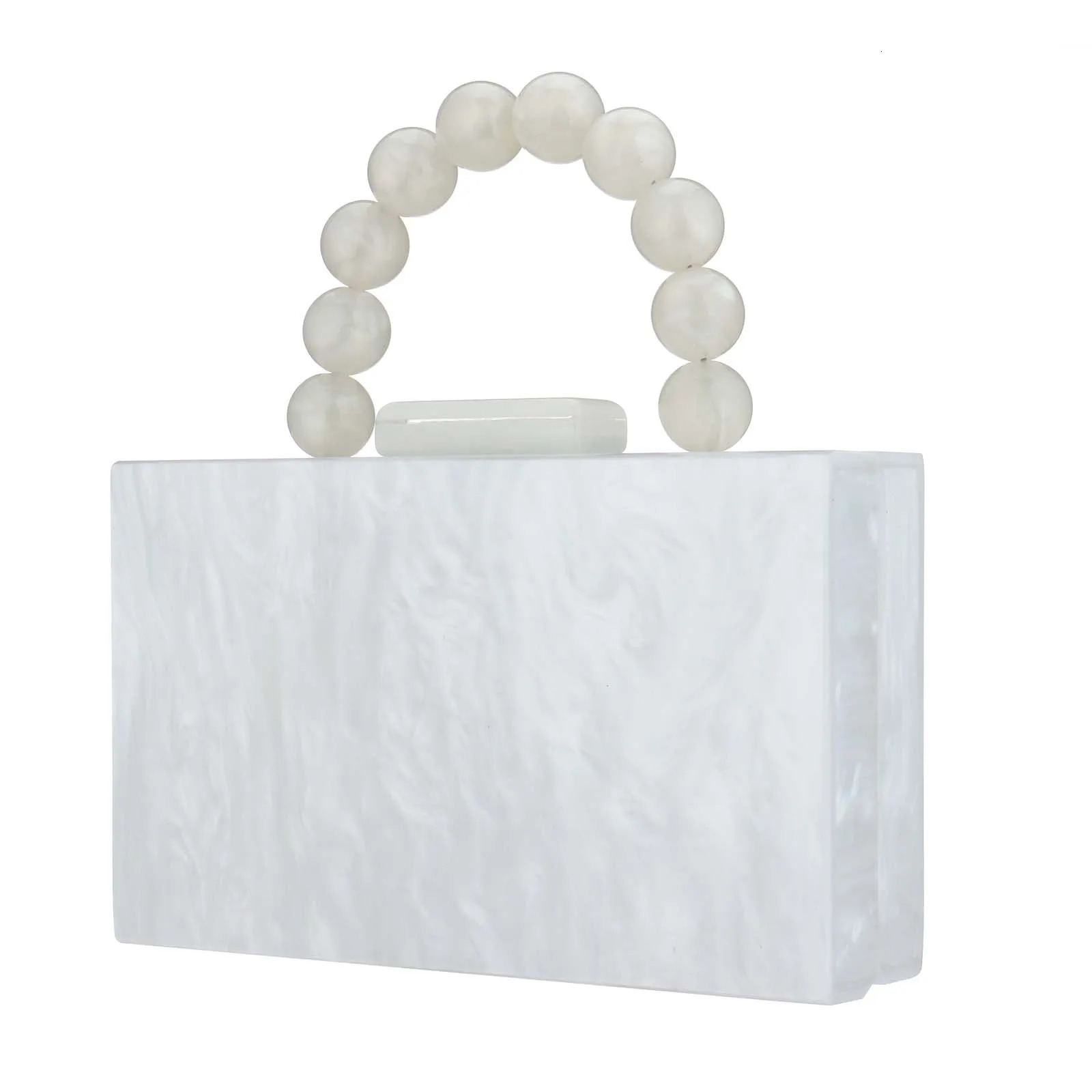 Lady Handbag Acrylic Pearl Banquet Bag Shopping Wedding Beach Evening Party Fashion Square Hand Bags PVC Women Purse 250708