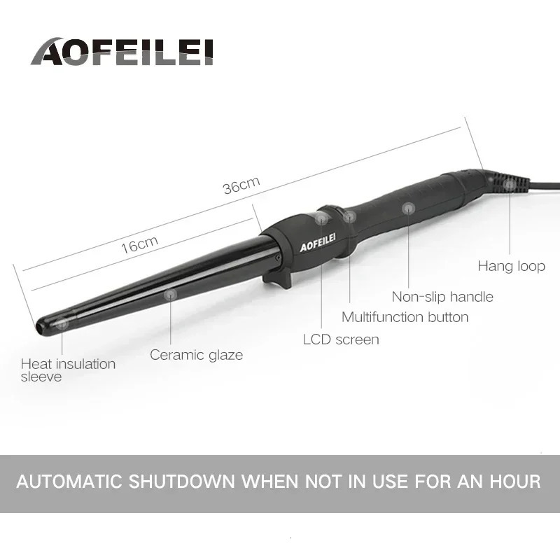 Aofeilei Ceramic Cone Hair Curling Iron Big Waver Electric Curl Hair Curlers with Gloves Cone Shape Hair Styling Tool 250712
