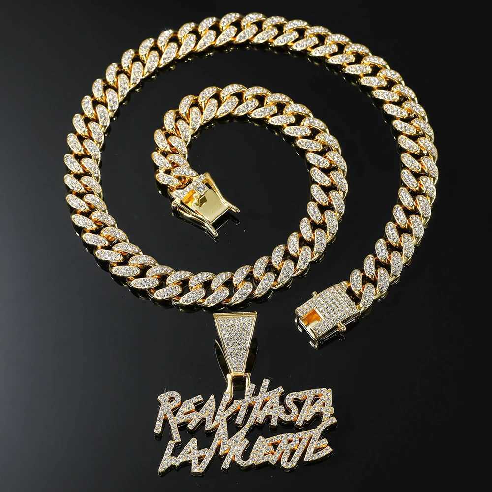 Men Hip Hop Double Row Spld Tters Pendant Necklace With 1m Cuban Chain Hiphop D Out Necklace Fashion Punk Jewelry Gift W250712