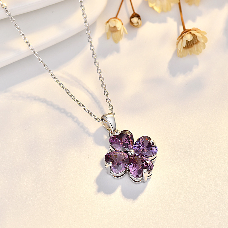 Luxury Jewelry Designer Jewelry Cross-border Amazon Hot-selling Twelve Constellations Four-leaf Clover Necklace Inlaid With Colorful Pendant High-end