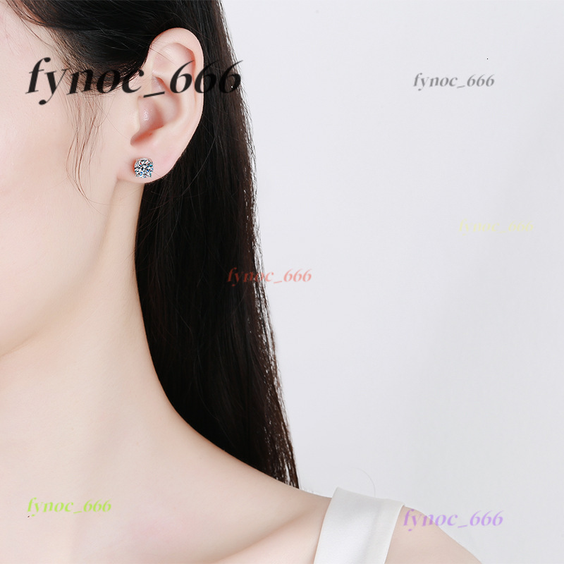 Classic 4 Prong Stud Earrings White Gold 925 Sterling Silver Moissanite Ear Stud 5mm 6.5mm 7.5mm 8mm for Men