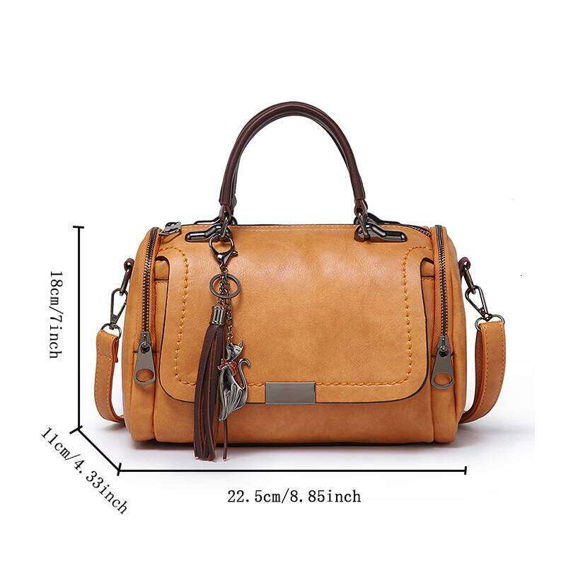 Boston With Tassels; Detachable Strap; Shoulder Bag For Commuting, Leisure, Parties And Daily Use