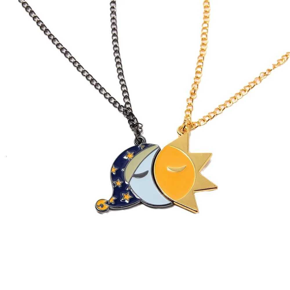 2pcs Couple Sun and Moon Splicing Necklace Good Night Expression Pendant Necklace Valentines Day for Men Wen Jewelry Accessories W250712