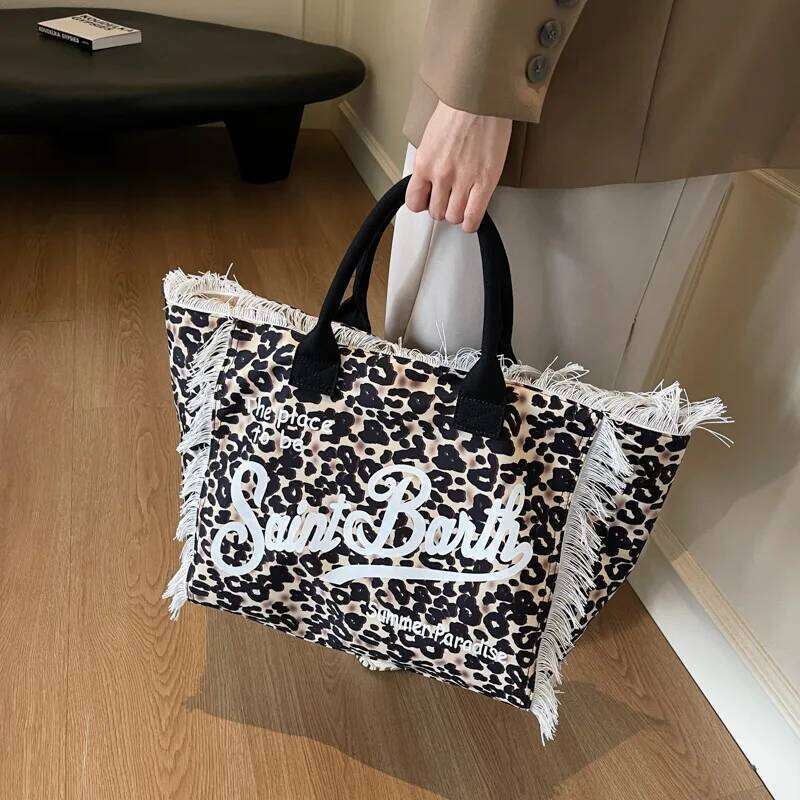 Evening Bags Spring Summer Leisure Holiday Fringe Yellow Striped Printed Travel Bag Large Capacity Thick Canvas Tote bag