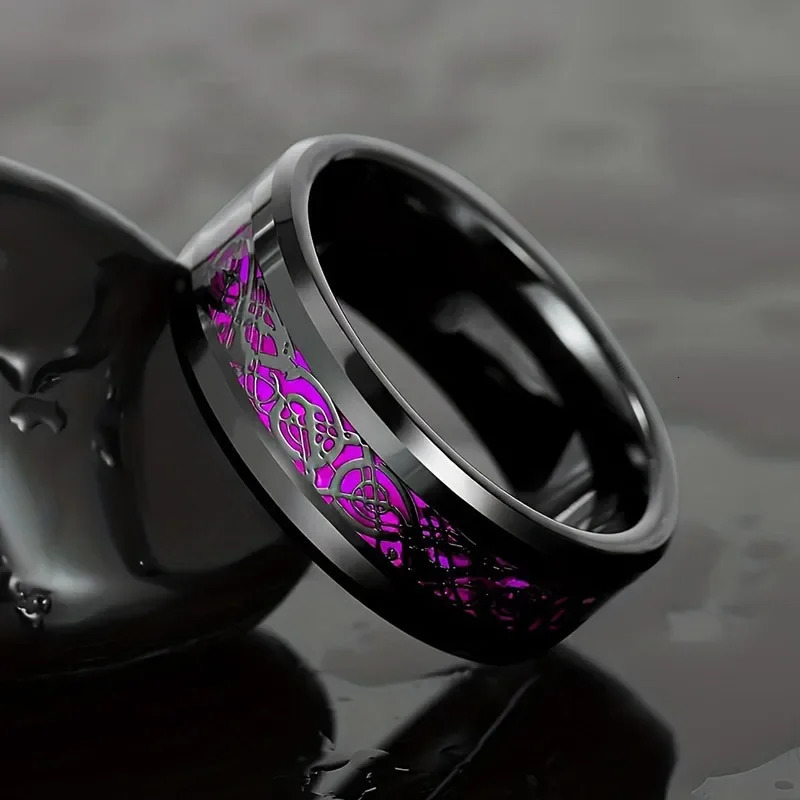 Sweet romantic love heart ring for women men dragon pattern stainless steel couple jewelry wholesale 250704