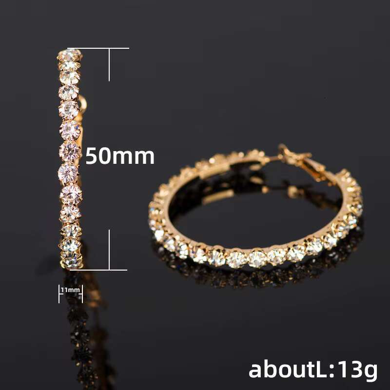 Luxury Female Silver Gold Rose Gold Plated Crystal Ladies Earrings Women Bridal Diamond Zircon Big Large Hoop Earrings