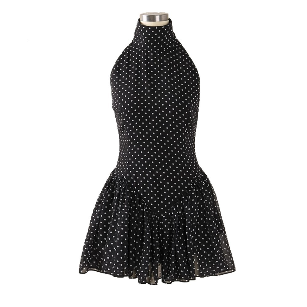 Summer new women's fashion summer new women's skirt polka dot print women's short skirt new niche sleeveless luxury style designer dres