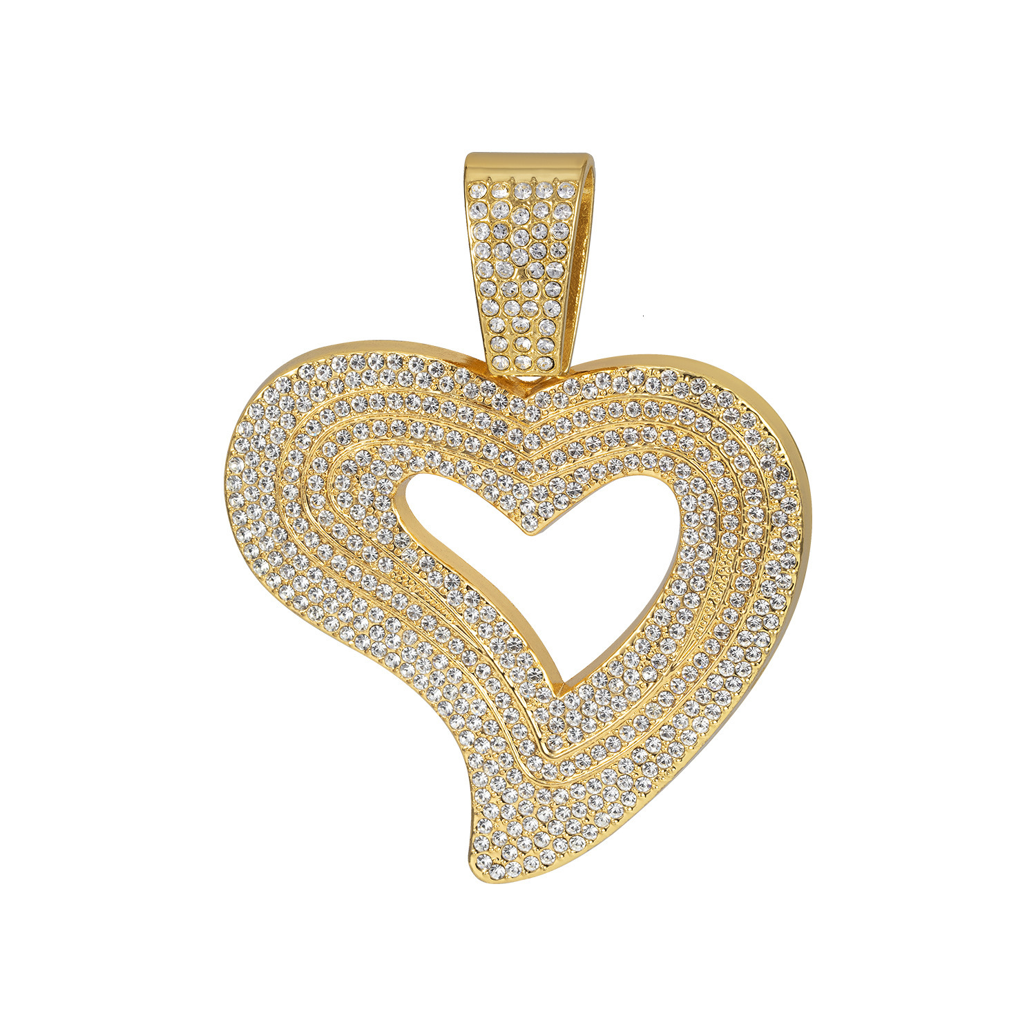 Luxury Jewelry Designer Jewelry European And American Cross-border New Luxury Heart Full Diamond Alloy Pendant Necklace Hip-hop Trendy Men's Jewe