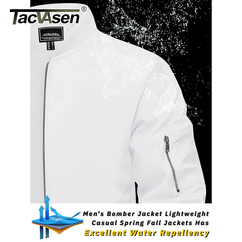 TACVASEN Mens Bomber Jacket Summer Autumn Thin Lightweight Casual Windbreaker Multi-pockets Full Zip Up Varsity Baseball Jacket 250708