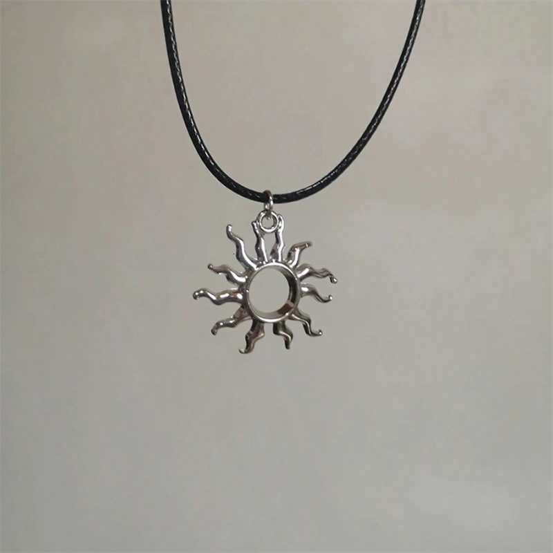 Hip Hop Burning Sun Pendant ather Rope Necklace Vintage Whirlpool Geetric Necklaces For Men Boys W250712
