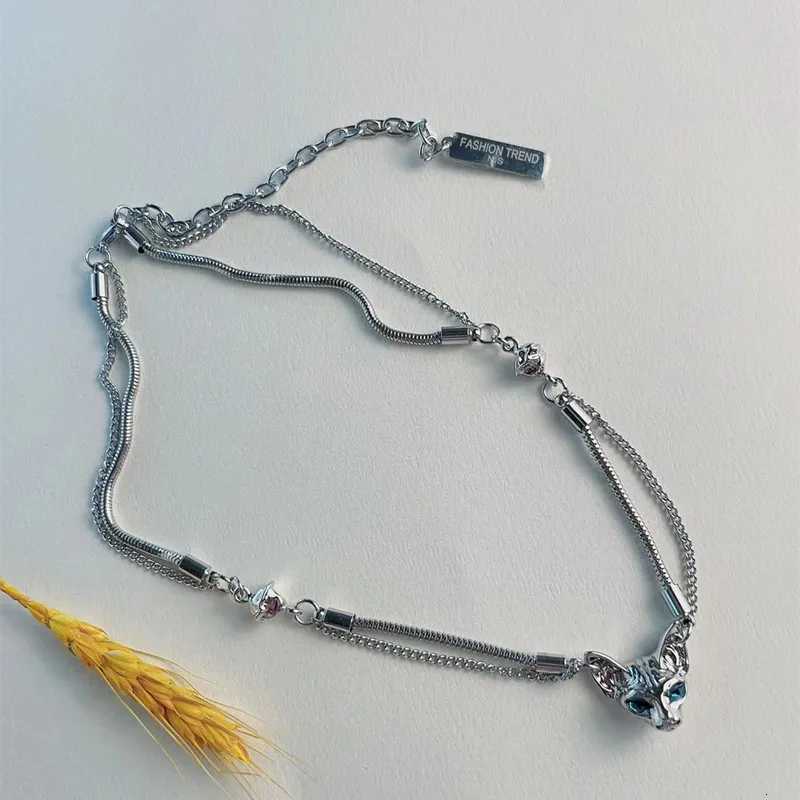 Fashionable Sweet and Cool Dark Cat Double Layer Clavicle Chain Senior Niche Design Cool Tpeent Opard Necklace W250712