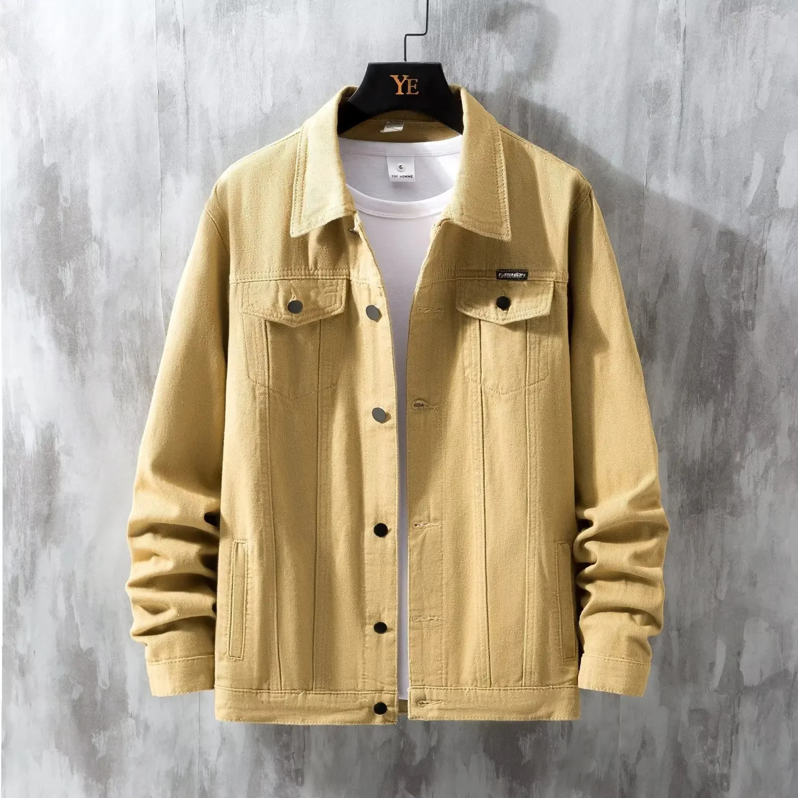 Spring Autumn Casual Trendy White Denim Jacket For Men Korean Style Trendy Casual Work Denim Jacket WearTop 250710