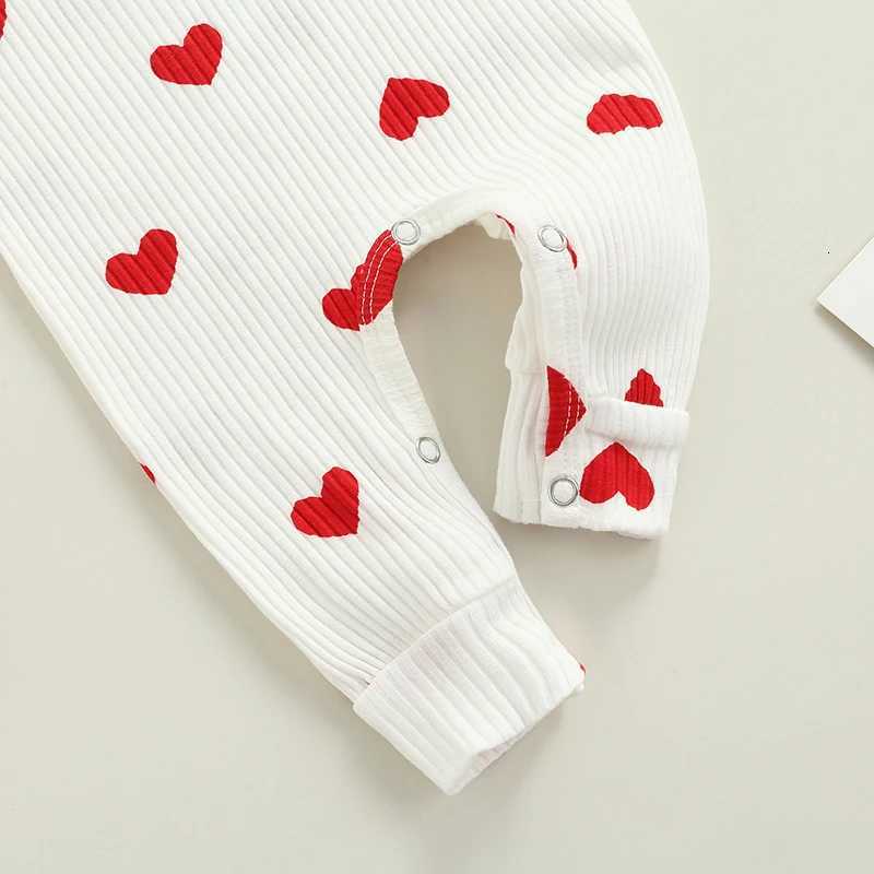 Newborn Baby Girls Valentines Day Romper Ruffle Ribbed Bodysuit Heart Jumpsuit with Headband Valentine Outfits 0-18M Z250712