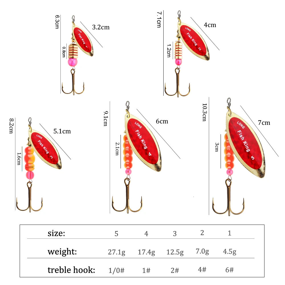 FISH KING Spinner Lure Bait 45g70g125g174g271g Spoon Lures pike Metal Fishing Bass Hard With Hooks 250708