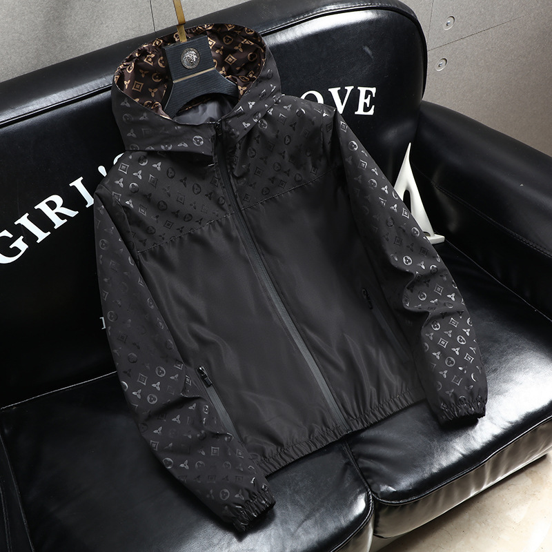 European light luxury double-sided fashionable jacket for men's spring and autumn new style casual windproof hooded jacket hot sale free shipping
