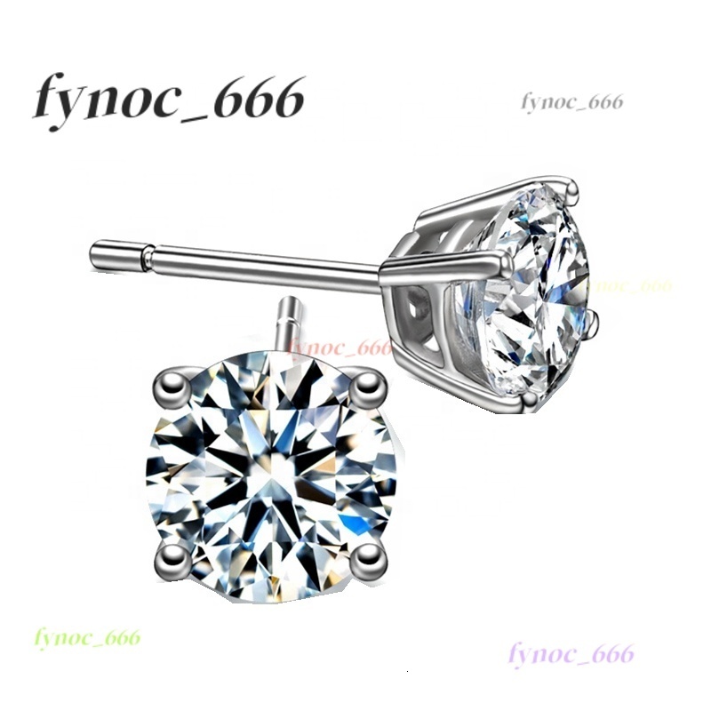 Moissanite Gemstone Stud Earrings for Women Classic Four Claw Design Solid 925 Sterling Silver Solitaire Party Fine Jewelry