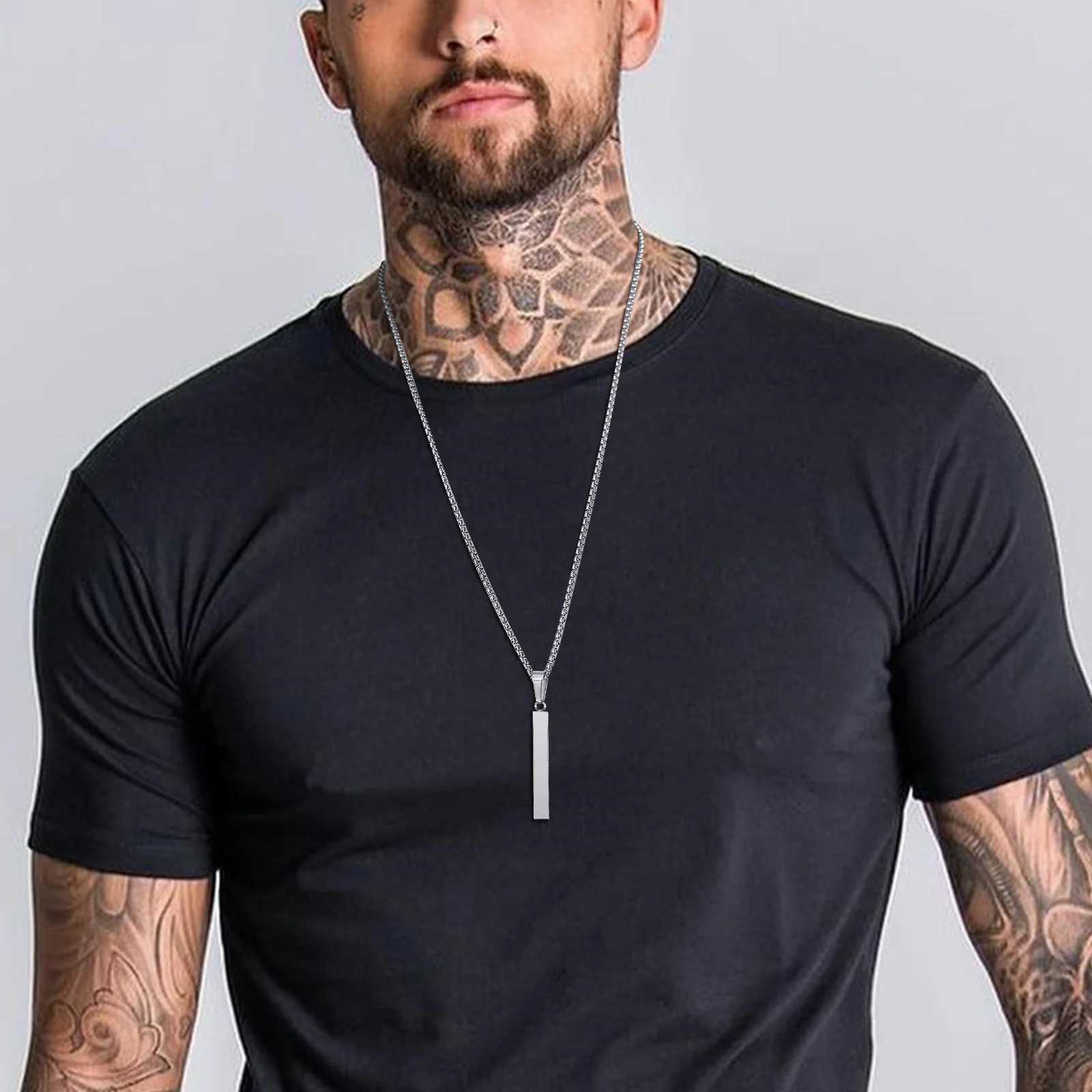 Vnox Mens Silver Color Bar Necklaces Geetric Stainss Steel Pendant with Box Chain Minimalst Metal Jewelry Gift for Him W250712