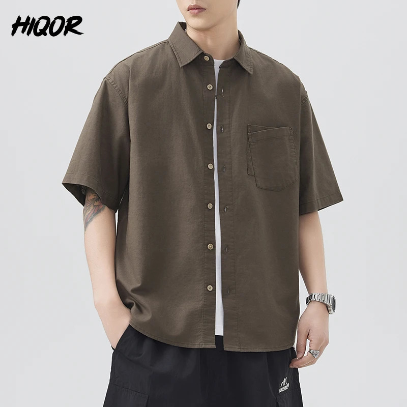 Vintage Mens Shirt Summer Solid Color Lapel Shirts for Men Colorful Simple Basic Mens Baggy Tops Casual Short Sleeve Cardigan 250707