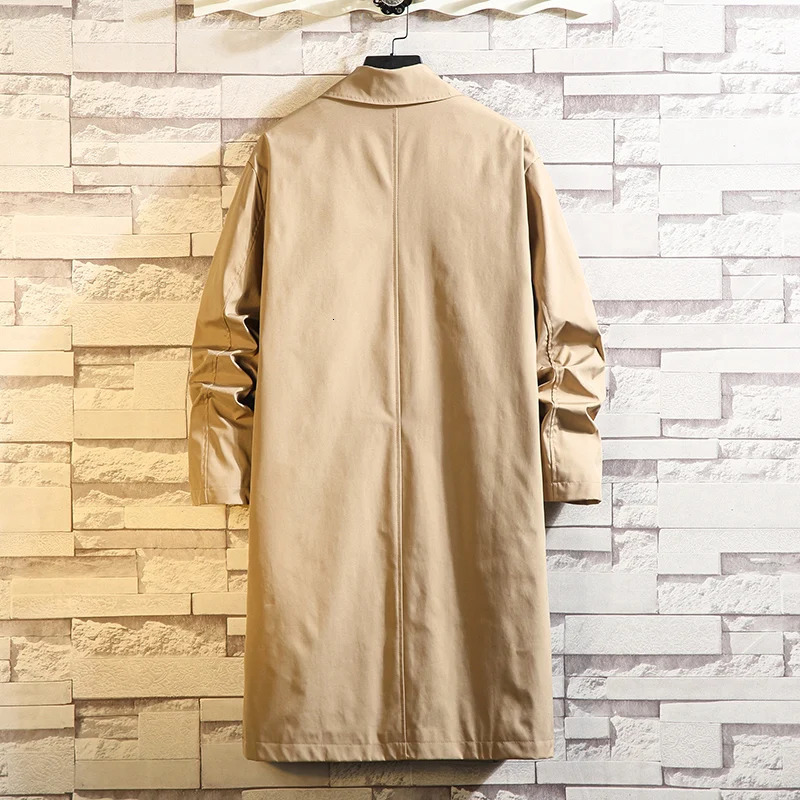 Spring Men Trench Solid Color Breasted Oversize Leisure Teen Long Coats Outwear Hombre Korean Style Windbreaker 5Xl 250708