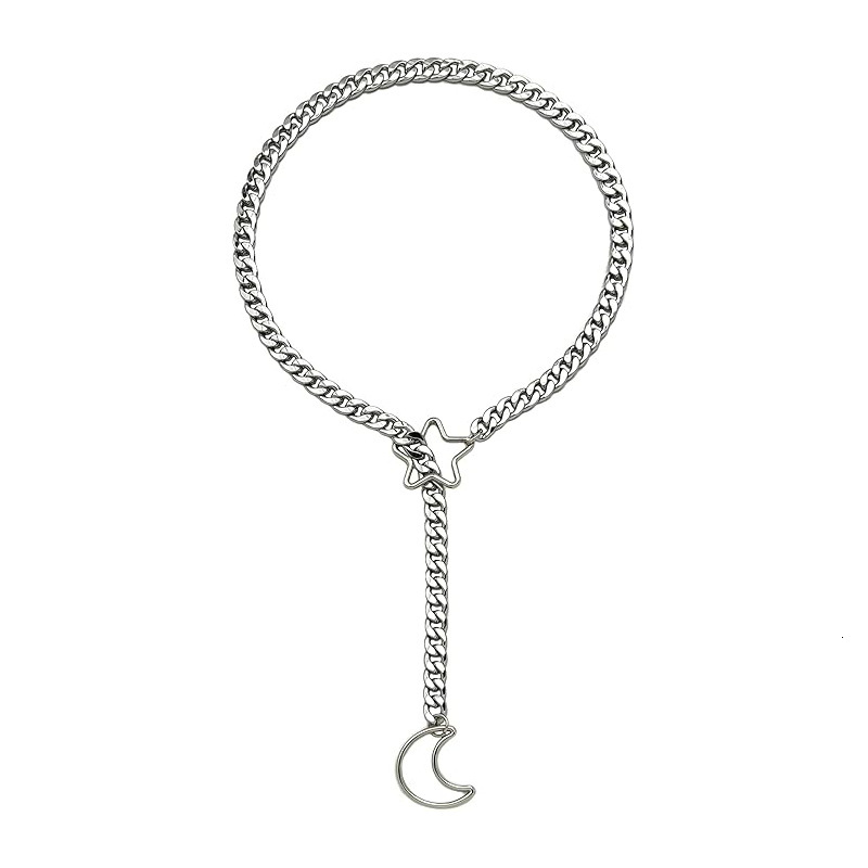 Luxury Jewelry Designer Jewelry New Cross-border Gold Moon And Star Necklace Punk Gothic Adjustable Lariat Y-shaped Necklace