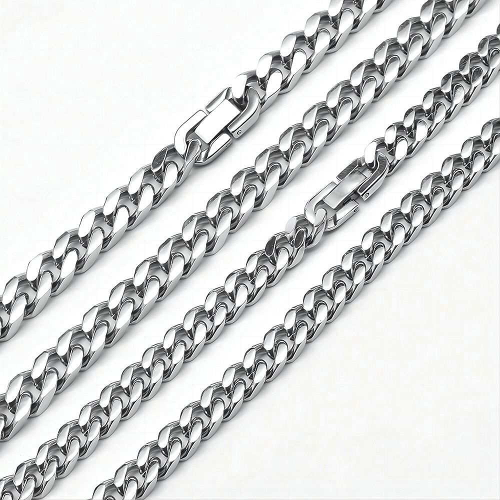 Luxury Jewelry Designer Jewelry European And American Titanium Steel Necklace Hip Hop Men's Necklace Stainless Steel Jewelry Clasp Four-sided Pol