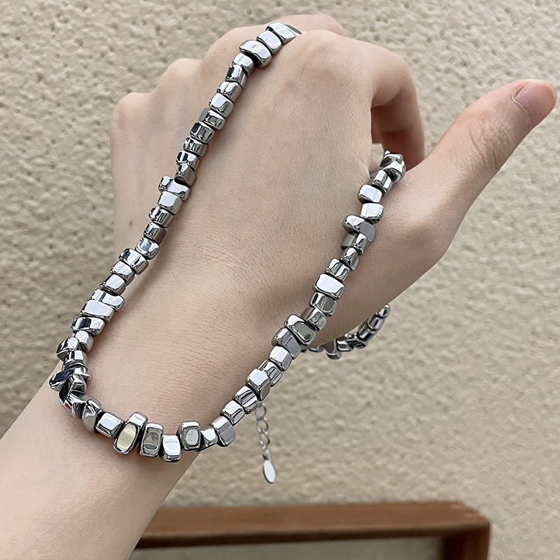 Luxury Jewelry Designer Jewelry Titanium Steel Irregular Silver Fragment Necklace Hip-hop Minimalist Style Niche Design Sense Light Luxury Couple Wome