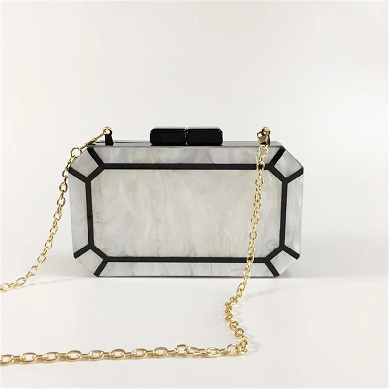 Trendy Women Wallet Acrylic Evening Bags Casual Handbag Solid Pearl White Mini Crossbody Bag Wedding Chain Clutch Purse 250708