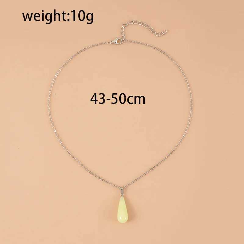 New Punk Luminous Cross Necklace Round Star Water Drop Geometric Natural Stone Pendant for Men Glow In The Dark Gothic Jewelry W250712