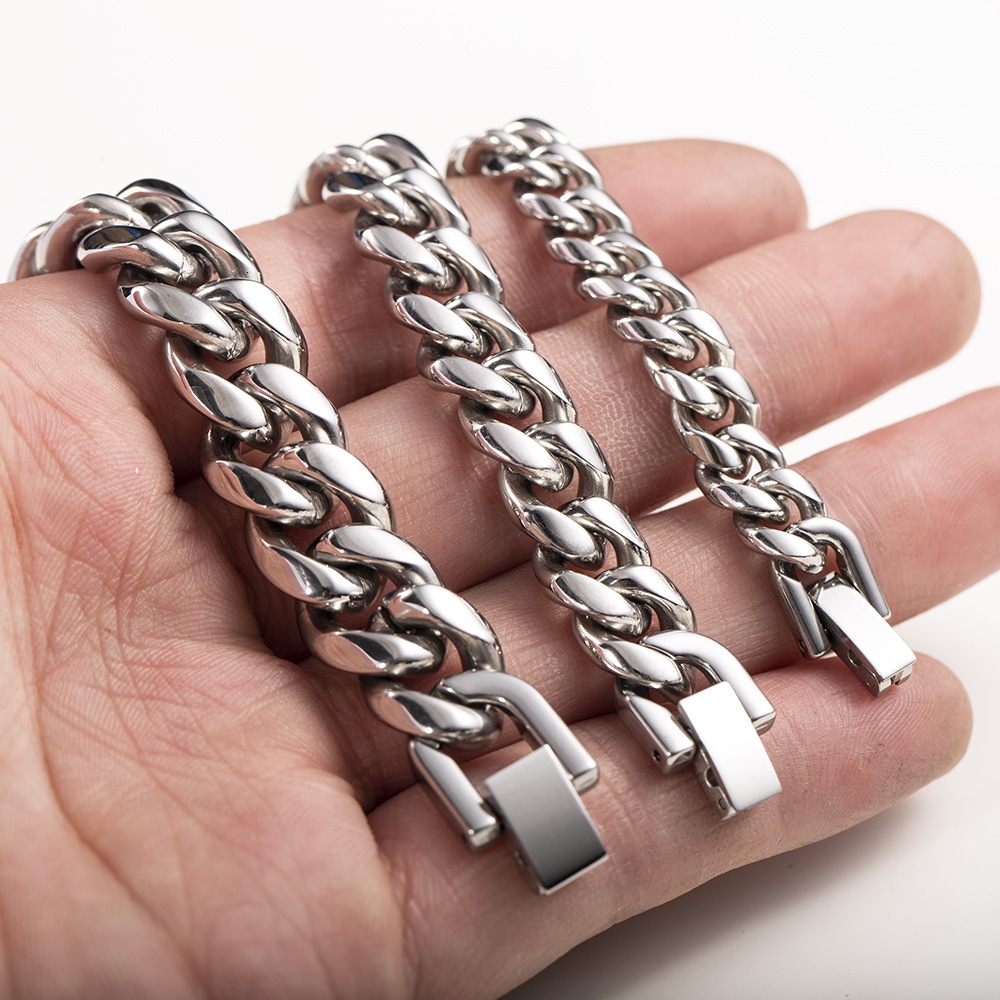 Luxury Jewelry Designer Jewelry Trendy Cool Titanium Steel Chain Necklace Stainless Steel Jewelry Clasp Round Polished Chain Men's Thick Bold Fas