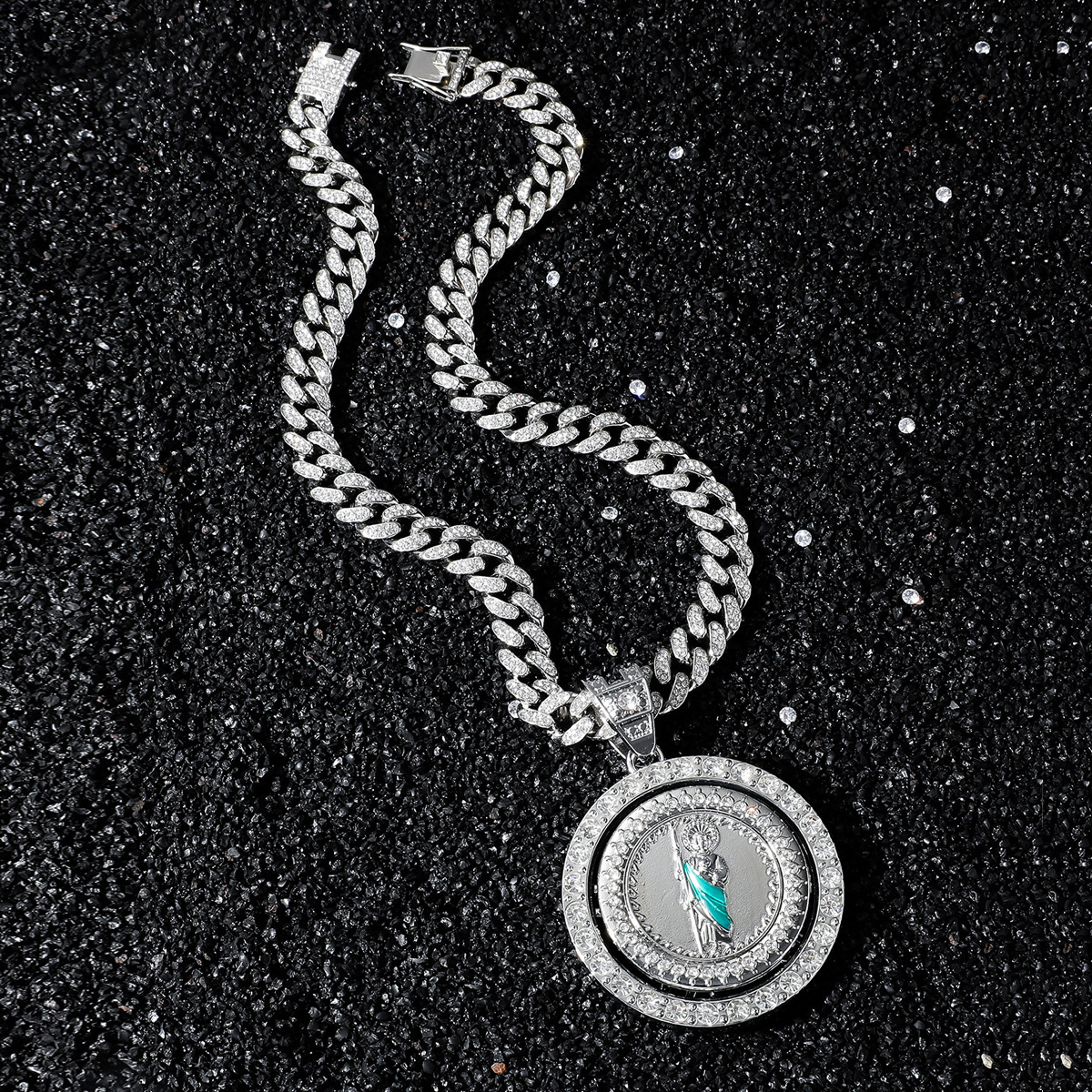 Luxury Jewelry Designer Jewelry European And American Cross-border New Style Personality Hip-hop Religious Rotating Saint Jude Statue Pendant Creative