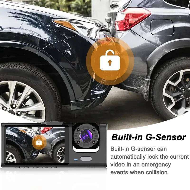 1080P Car Dvr 3 Camra Dash Cam Cars For Vehicle Recorder Video Front And Rear Camera W/ IR Night Vision Dashcam