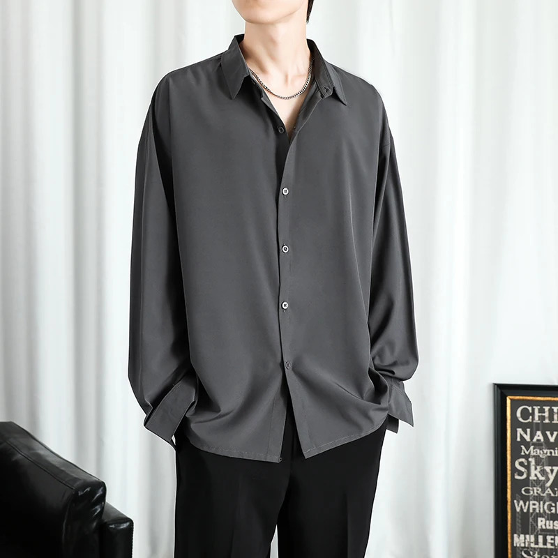 Shirt Men Solid Long sleeved Shirt For Men Korean Fashion Shirts Comfortable Blouses Casual Loose Classic Single Breasted Shirt 250707
