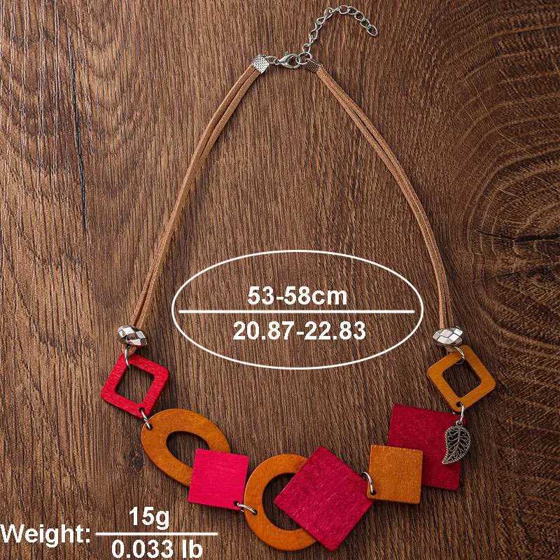 Geetric Wood Accory Wens Bib Necklace Vintage Ethnic Statement Pendants Necklaces for Wen Daily Wear Fashion Jewelry W250712
